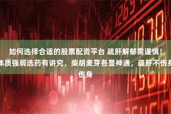 如何选择合适的股票配资平台 疏肝解郁需谨慎！体质强弱选药有讲究，柴胡麦芽各显神通，疏肝不伤身